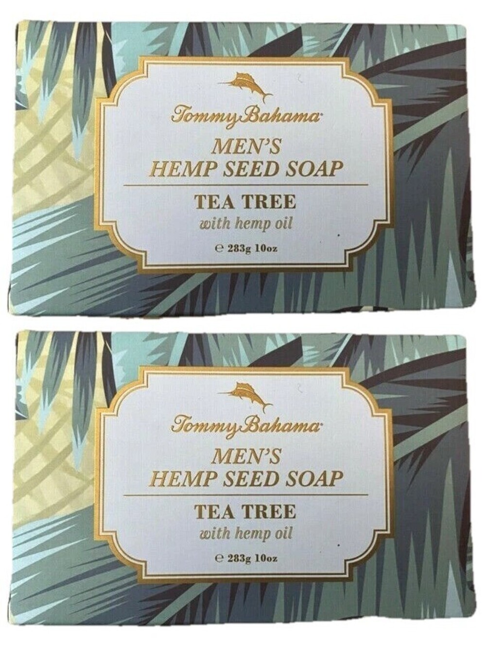 2-Pack: NEW Tommy Bahama Men's Hemp Seed Bar Soap Tea Tree Hemp Oil 10 oz USA